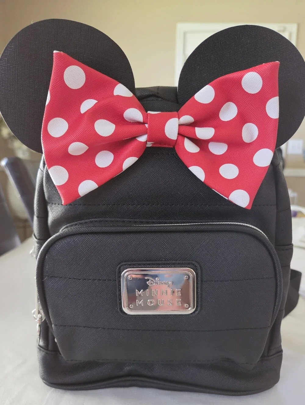 Disney Kids Black Backpack with Red Polka Dot Bow